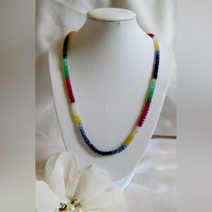 Multi Sapphire Necklace AAA+ Quality Natural Precious 4-5 mm Gemstone Necklace